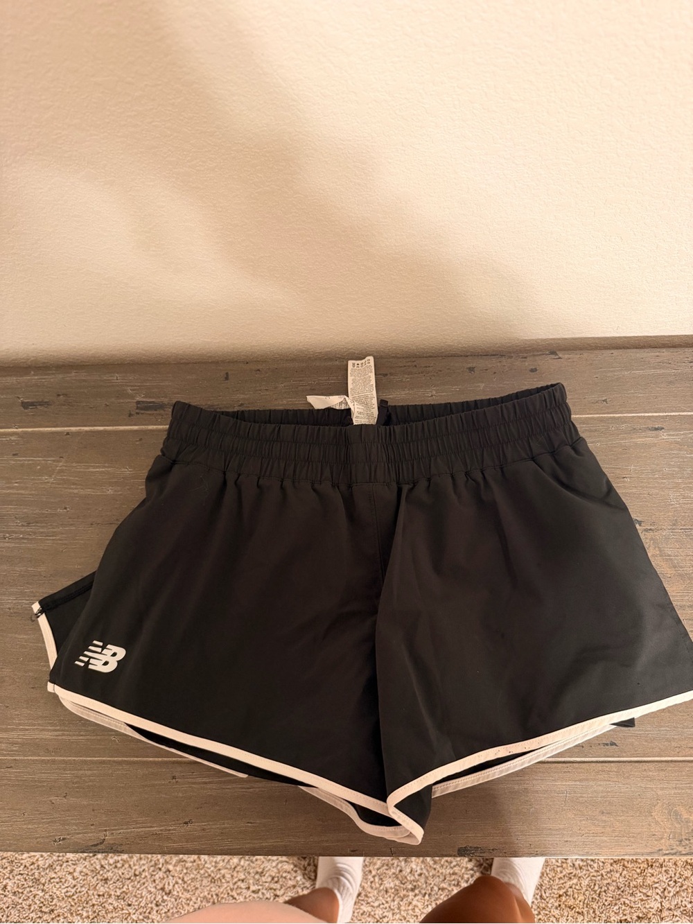 New Balance Black Athletic Shorts with White Piping